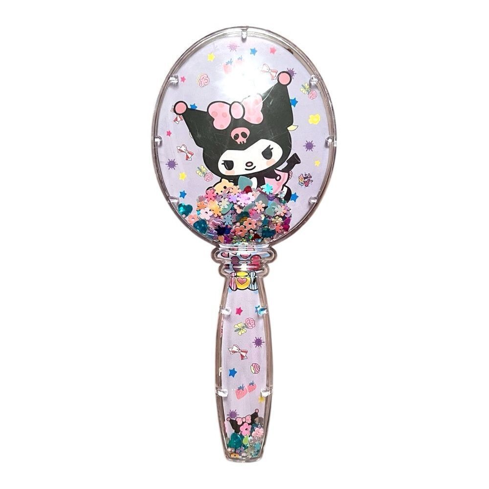 Cute Kuromi Purple Brush Comb With Movable Confetti
